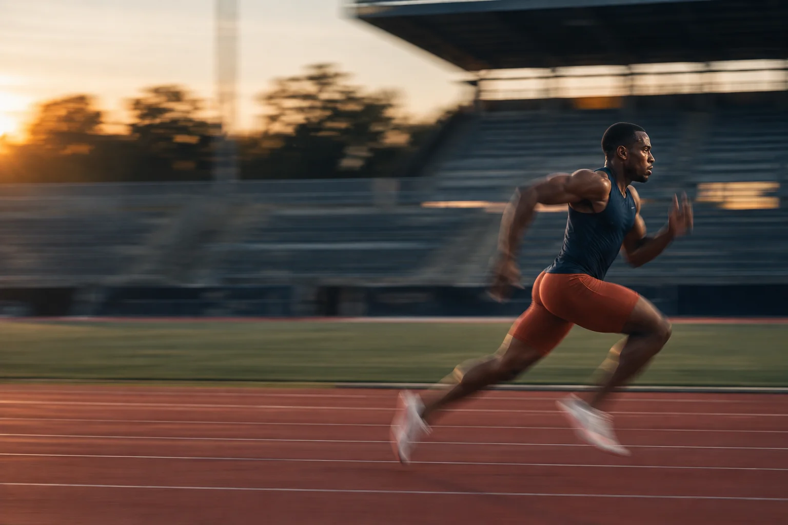 An athlete sprinting on a track